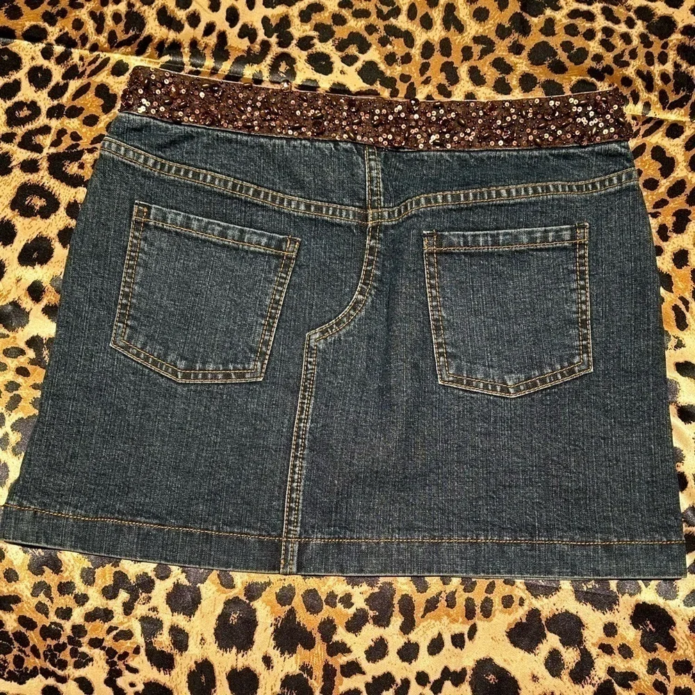 Express X2 Denim Laboratory Brown Beaded Waist Mini Skirt